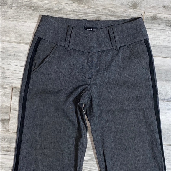 bebe Wide Legged Black Side Trim Gray Pants - Picture 2 of 7